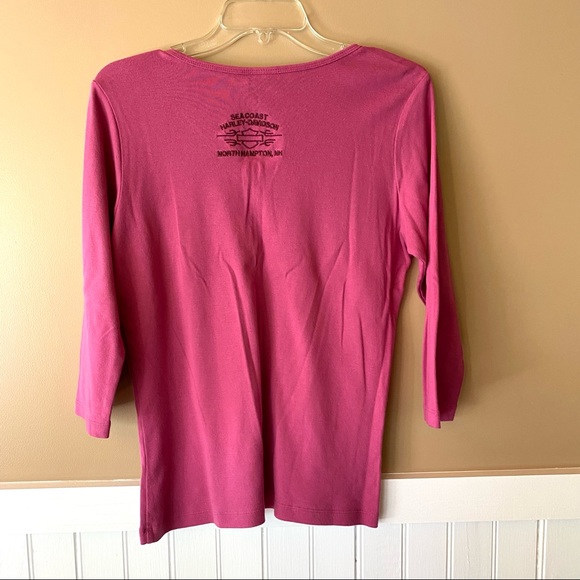 Harley-Davidson 3/4 sleeve women’s tee, size large, rose pink - Picture 3 of 5